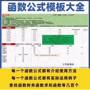 excel函数公式大全模板电子版表格常用公式函数与图表应用素材-淘宝虚拟仓